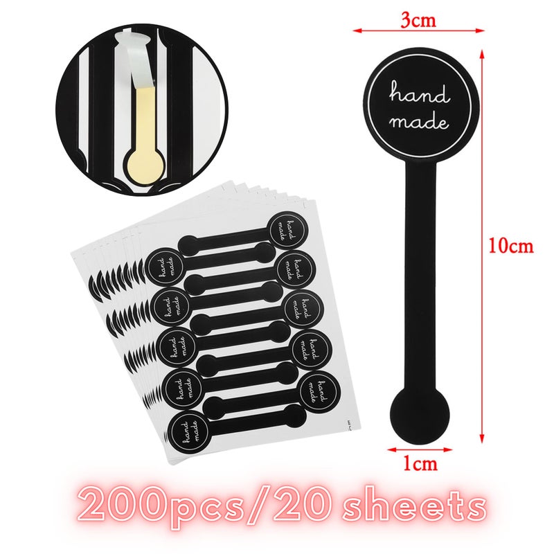 Beyonday 200pcs Handmade Lollipop Baking Stickers for Cake Box/Tins/Jars/Coffee Cups/Bottles, Long Label Lollipop Sealing Bakery Stickers for Gift Wrapping Self-Adhesive Tamper Evident Seal Labels - Image 5